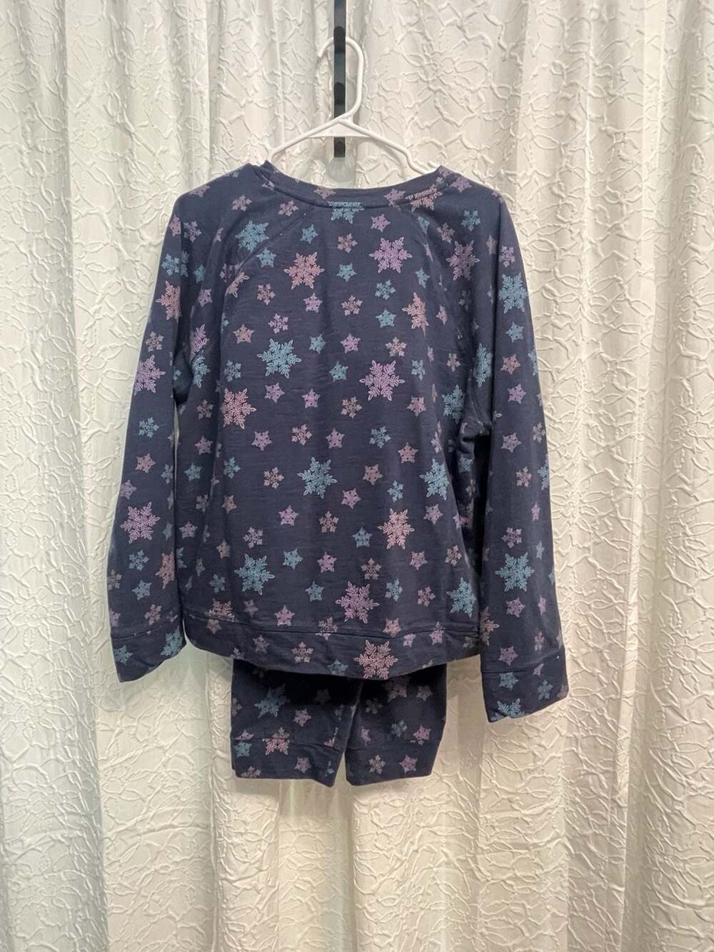Talbots Loungewear Set Size XL Blue Snowflake Print Sweatshirt Pants